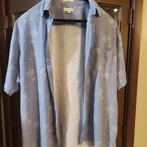 Mens Hawaiian Pierre Cardin Short Sleeve Button Down Shirt XLT